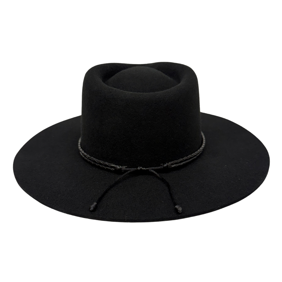 Braided Leather Hat Band – Black with Gold