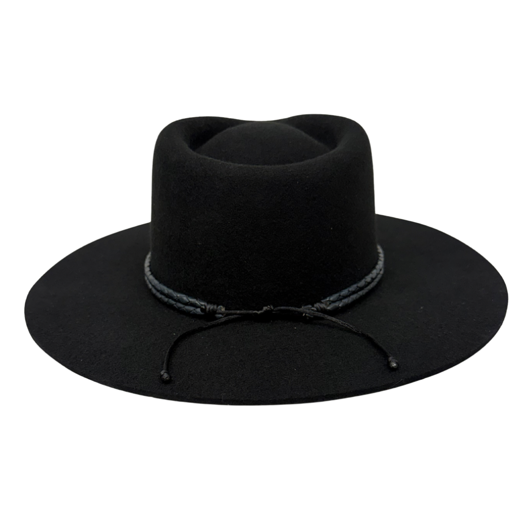 Braided Leather Hat Band – Blue with Gold
