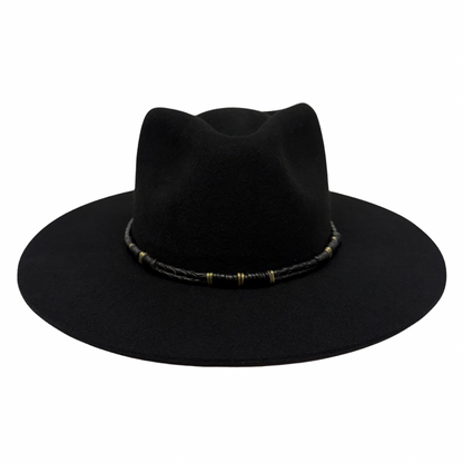Braided Leather Hat Band – Black with Gold