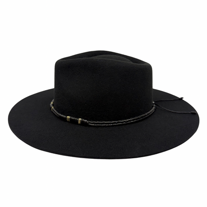 Braided Leather Hat Band – Black with Gold