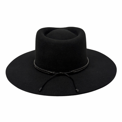 Braided Leather Hat Band – Black with Gold