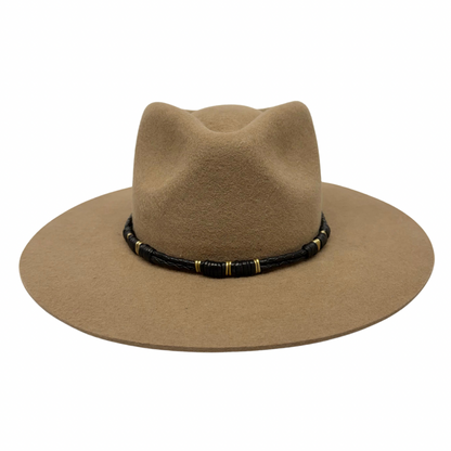 Braided Leather Hat Band – Black with Gold