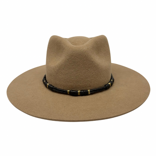 Braided Leather Hat Band – Black with Gold