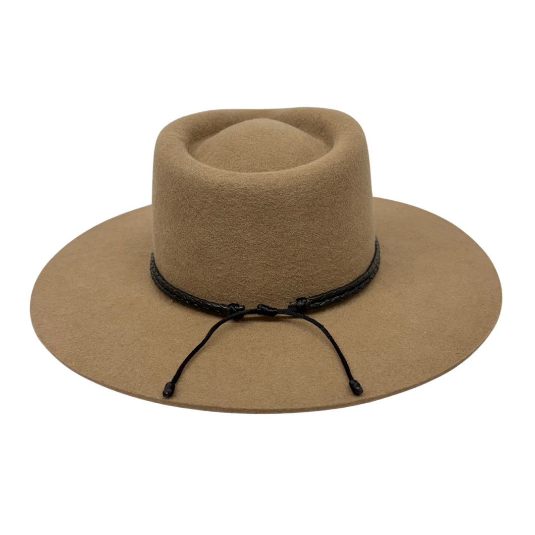 Braided Leather Hat Band – Black with Gold