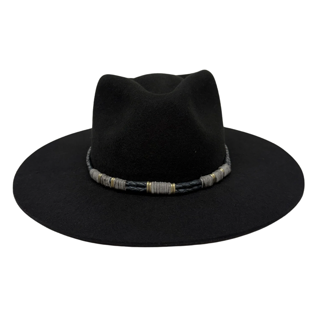 Braided Leather Hat Band – Blue with Gold