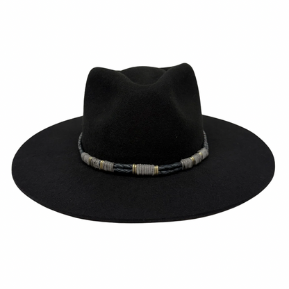 Braided Leather Hat Band – Blue with Gold