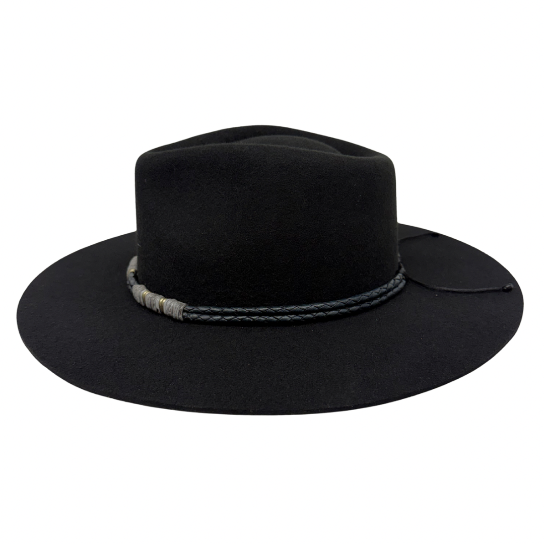 Braided Leather Hat Band – Blue with Gold