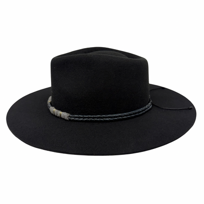 Braided Leather Hat Band – Blue with Gold