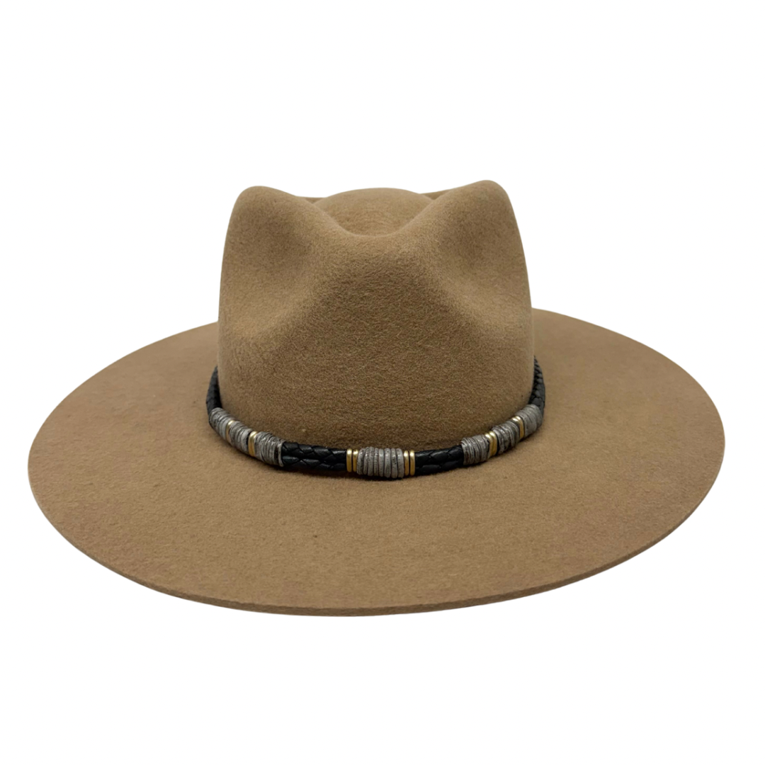 Braided Leather Hat Band – Blue with Gold