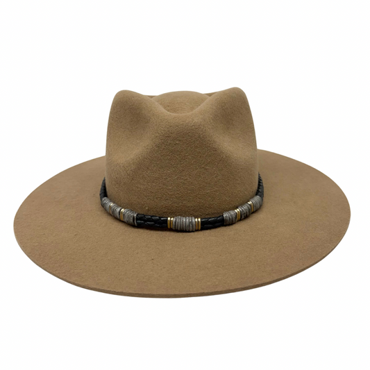 Braided Leather Hat Band – Blue with Gold