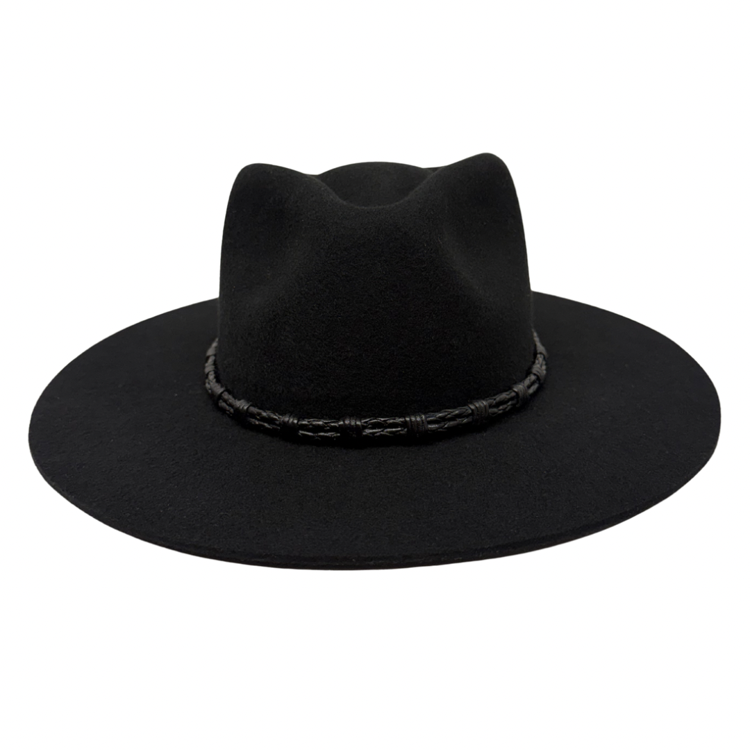 Braided Leather Hat Band – Black