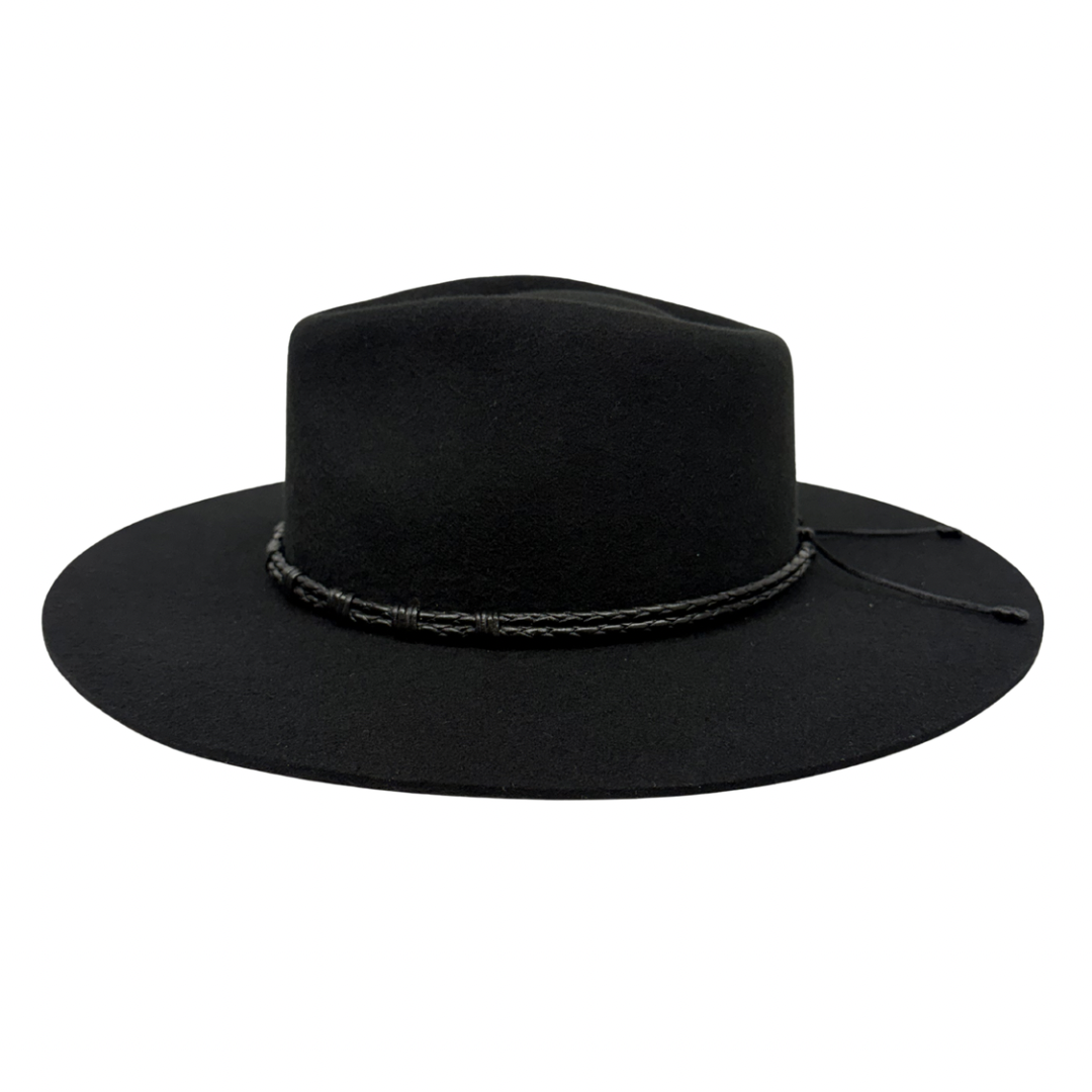 Braided Leather Hat Band – Black