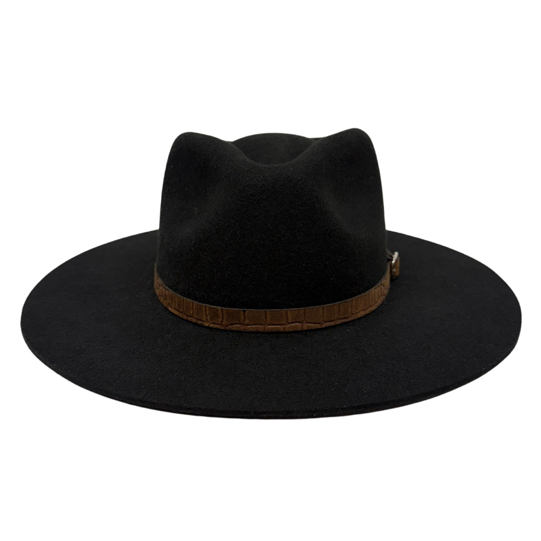 Buckle Leather Hat Band – Croc Brown