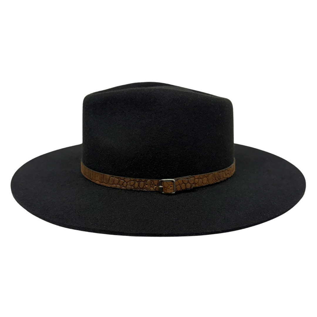 Buckle Leather Hat Band – Croc Brown