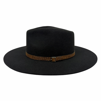 Buckle Leather Hat Band – Croc Brown