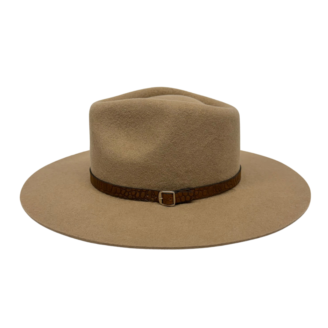 Buckle Leather Hat Band – Croc Brown